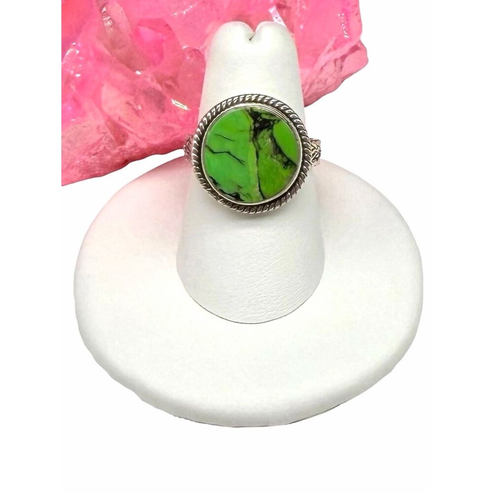 Green Matrix Turquoise Ring Size 7 Solid 925 Sterling Silver